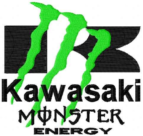 Kawasaki Monster Energy logo embroidery design