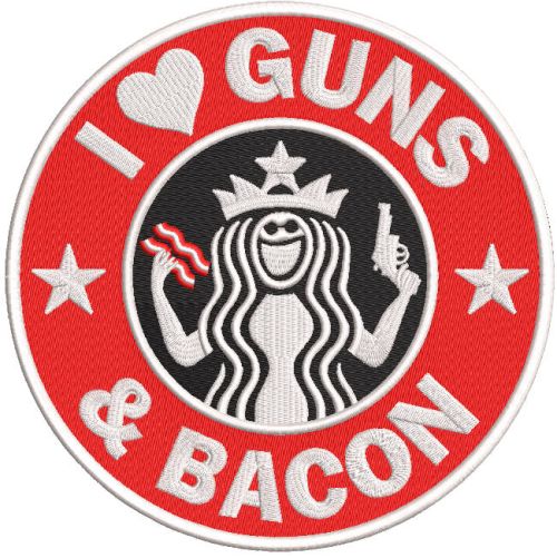 I love guns and bacon embroidery design