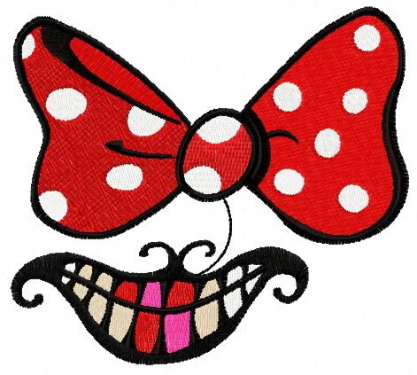 Bow and smile machine embroidery design