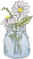 Summer daisies in a jar embroidery design