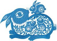 Cute family of rabbits embroidery design