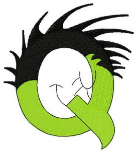 Dr. Seuss alphabet letter Q embroidery design
