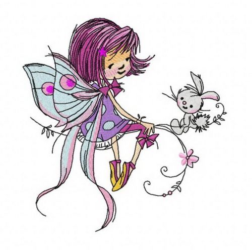 Young fairy machine embroidery design