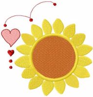 Sunflower with heart free embroidery design