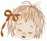 Sleeping girl's face embroidery design