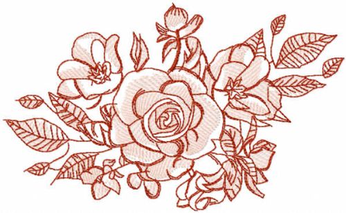 Roses bouquet vintage embroidery design