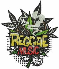 Reggae music embroidery design