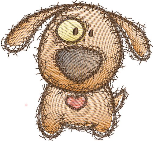 Funny dog with heart collar free embroidery design