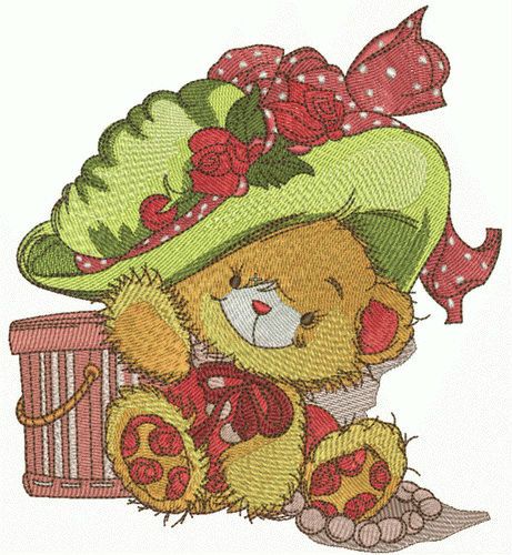 Fashion teddy bear machine embroidery design
