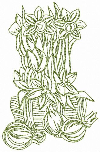 Spring bouquet from granny machine embroidery design 