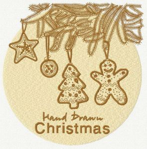 Hand drawn Christmas embroidery design