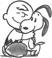 Charlie brown meet with snoopy embroidery design