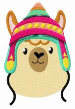 Alpaca with colorful hat embroidery design