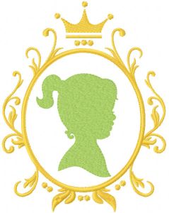 Girl in gold frame embroidery design