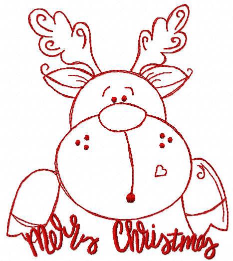 Deer merry christmas free embroidery design