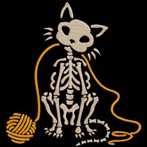 Halloween Skeleton Cat embroidery design