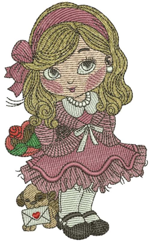 Little cute girl 5 machine embroidery design