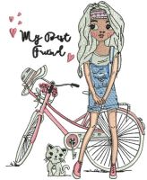 Ethnic girl embroidery design