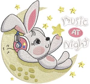 Music at night embroidery design