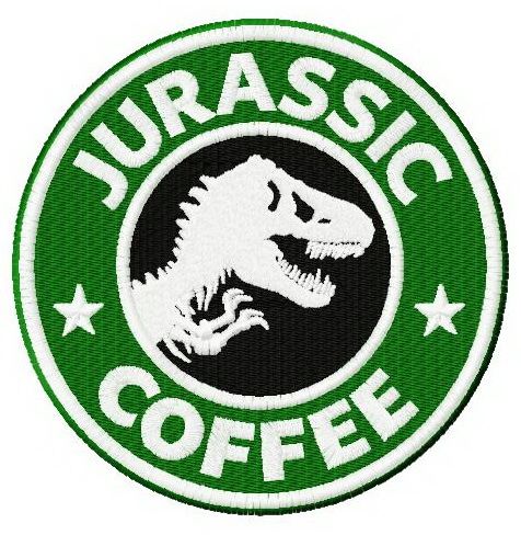 Jurassic coffee machine embroidery design