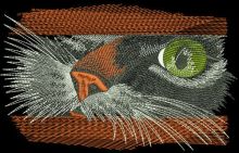 Cat spying embroidery design