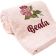 Towel with rose machine embroidery design