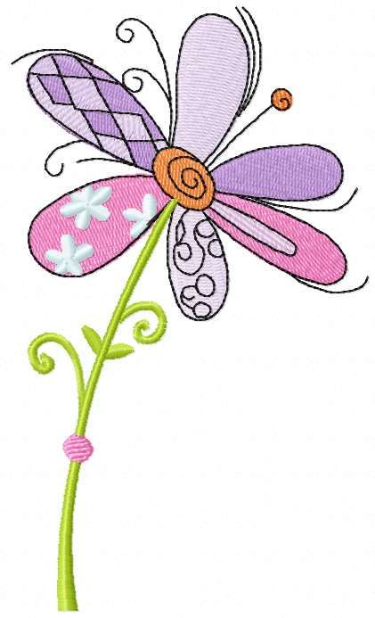 Rainbow flower free embroidery design