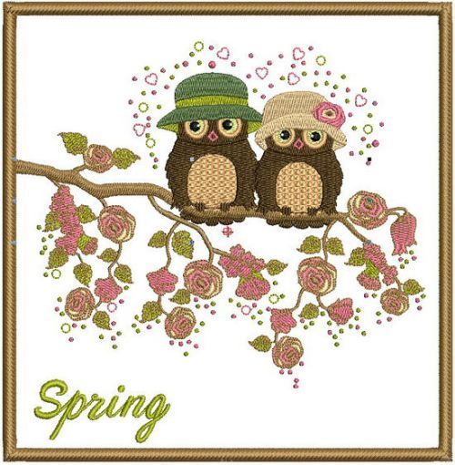 Spring owls 2 machine embroidery design