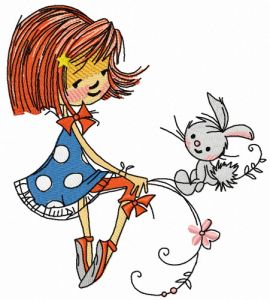 Talking with bunny embroidery design