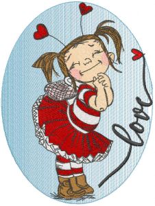 Loving girl embroidery design