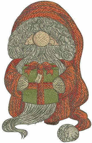 Kind gnome machine embroidery design