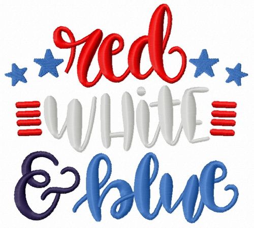 Red white blue machine embroidery design
