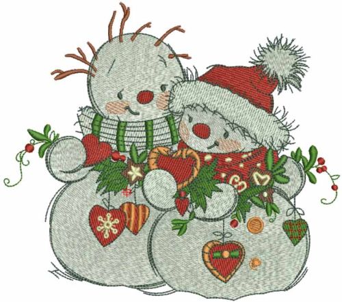 Snowmen meet the new year machine embroidery design