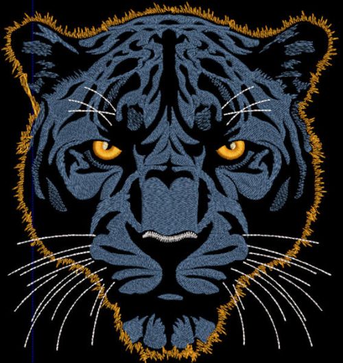 Dark blue panther dark background embroidery design