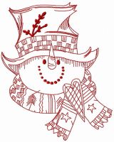 Snowman in top hat 3 embroidery design