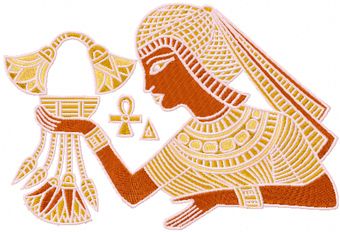 Nefertiti with Magic Lamp machine embroidery design