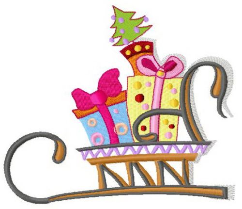 Santa's sledge machine embroidery design
