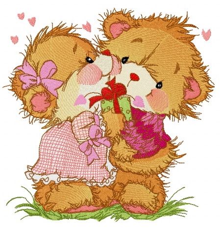 Teddy bears dancing machine embroidery design