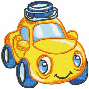 Yellow baby car embroidery design