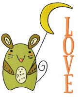Tiny mouse with moon embroidery design