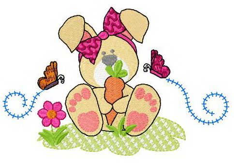 Bunny's picnic machine embroidery design