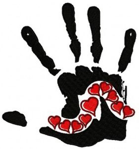 Lover's hand print embroidery design