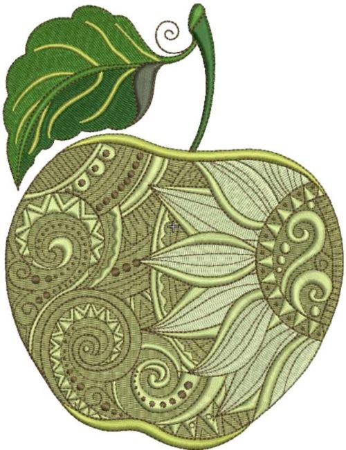 Apple with decoration embroidery design