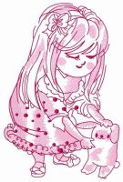 Playing with soft bunny embroidery design