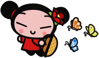 Pucca Fly as Butterfly machine embroidery design