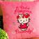Pink pillowcase with embroidered Hello Kitty on it