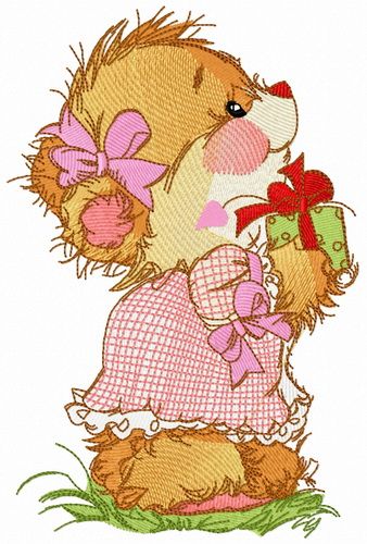 Small gift for adorable bear machine embroidery design