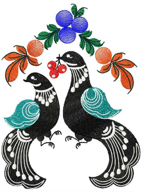Feathered family machine embroidery design