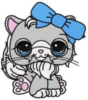 Littlest Pet shop sad cat embroidery design