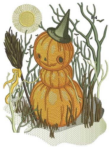 Pumpkin scarecrow machine embroidery design